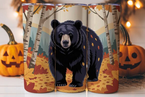 Autumn Black Bear 20oz Tumbler Design