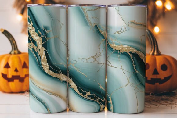 Blue Gold Marble 20oz Tumbler Wrap