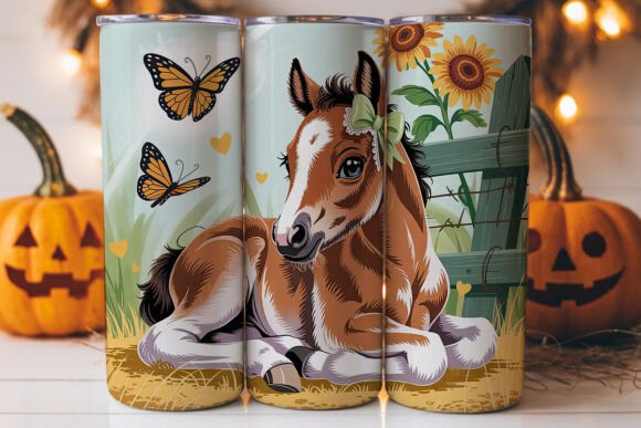 Cute Foal with Sunflowers 20oz Tumbler