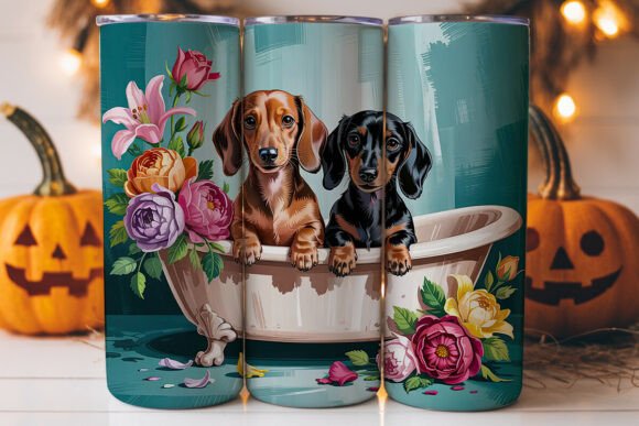 Dachshunds in Tub 20oz Tumbler Wrap