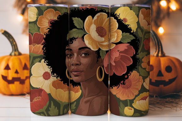 Floral Afro Woman 20oz Tumbler Wrap