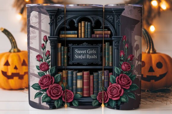Gothic Bookcase Roses 20oz Tumbler