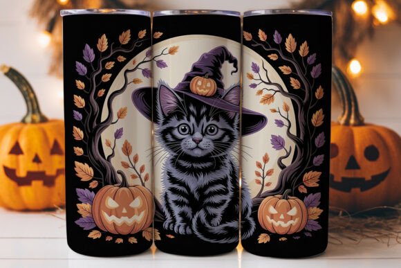 Halloween Witch Cat 20oz Tumbler Wrap