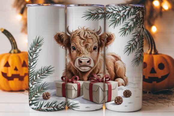 Highland Cow Christmas 20oz Tumbler Wrap