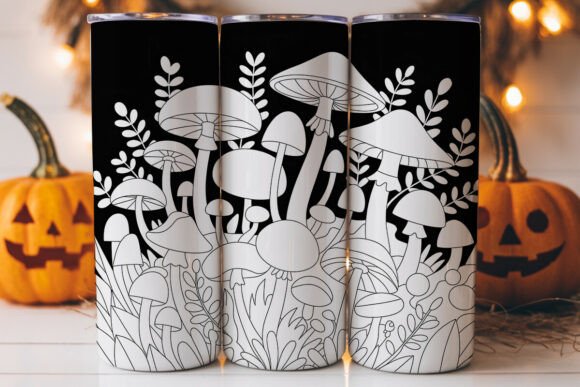 Monochrome Mushroom Garden 20oz Tumbler