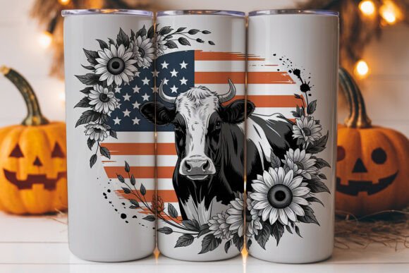 Patriotic Cow Tumbler Wrap 20oz