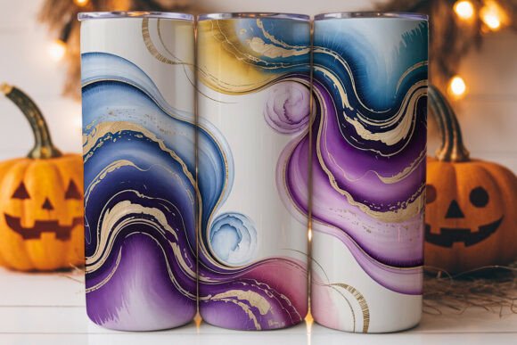 Purple Blue Gold Marble 20oz Tumbler