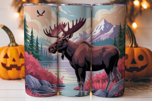 Serene Moose Landscape 20oz Tumbler Wrap