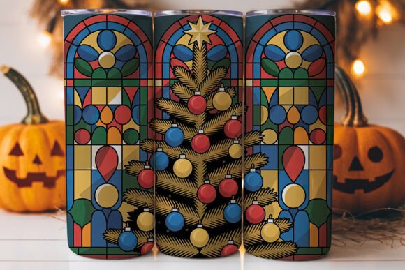 Stained Glass Christmas Tree Tumbler
