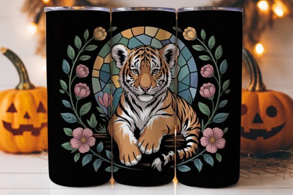 Stained Glass Tiger Cub 20oz Tumbler