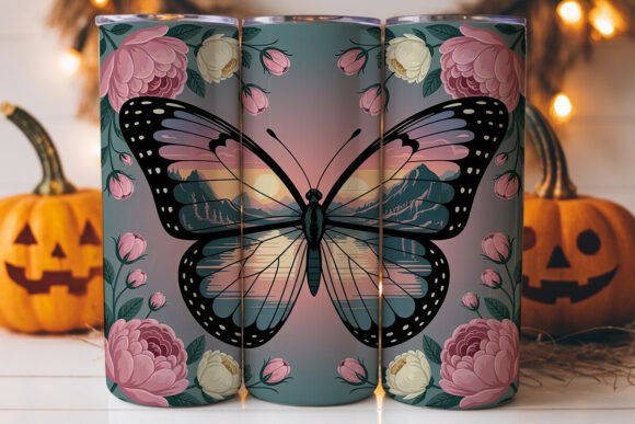 Sunset Butterfly Reflection 20oz Tumbler