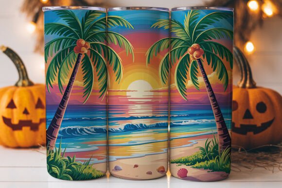 Tropical Sunset Beach 20oz Tumbler Wrap