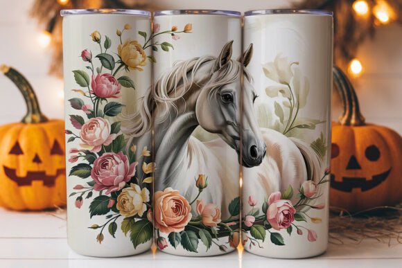 Vintage Horse Floral 20oz Tumbler Wrap