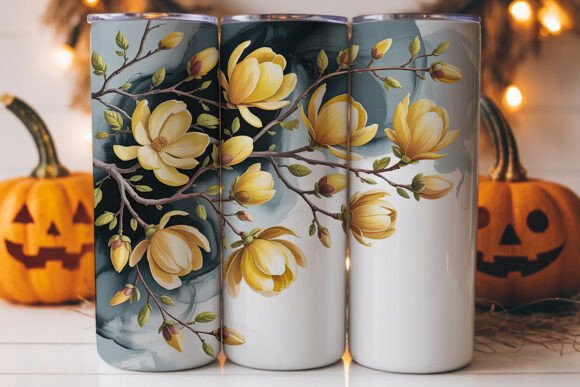 Yellow Magnolia Tumbler Wrap PNG